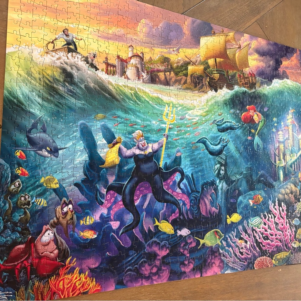 Disney Thomas Kinkade Ceaco Silver Ursula 1000 piece Puzzle